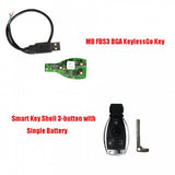 Benz Smart Key Shell 3-button with Single Battery+MB FBS3 BGA Keyless Go Key - VXDAS Official Store