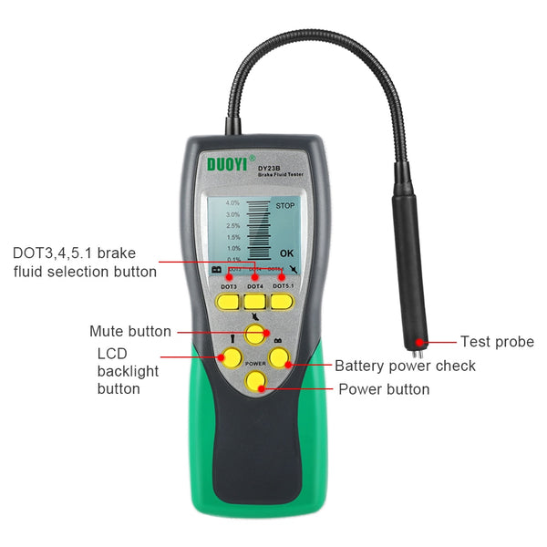 Car Brake Fluid Tester DY23/DY23B Accurate Test Automotive Brake Fluid Water Content Check Universal Oil Quality DOT 3/4/5 - VXDAS Official Store