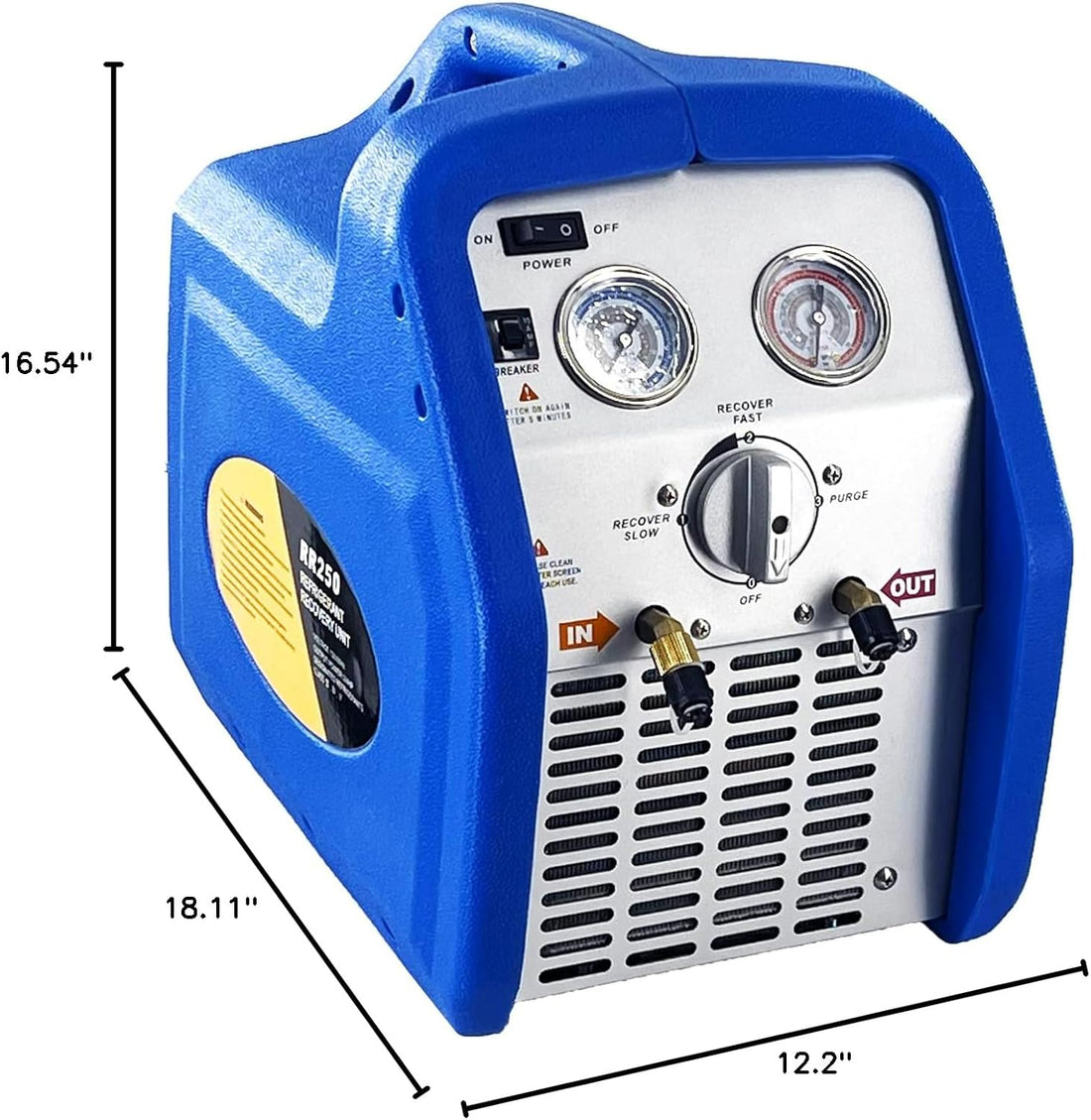 RR250 Portable AC Refrigerant Recovery Machine 3/4 HP 4 R410A HVAC
