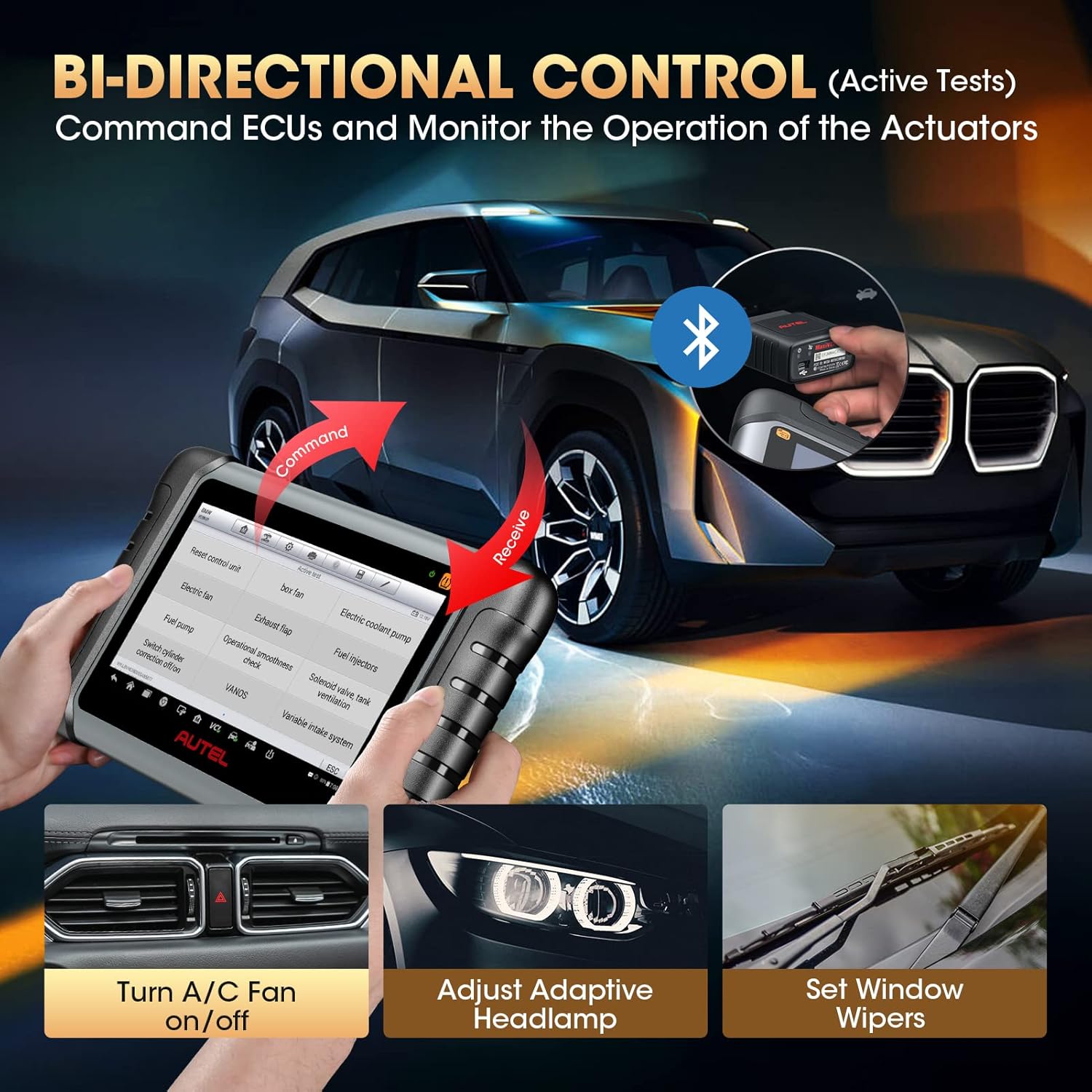 Autel MaxiPRO MP808S-TS -BDRECTONALCONTROL(Active Tests)Command ECUs and Monitor the Operation of the Actuators