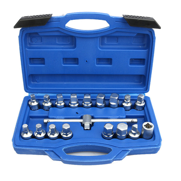 Drain Plug Socket Set Remove Oil Drain Plugs For 3/8 Inch (10mm) Square