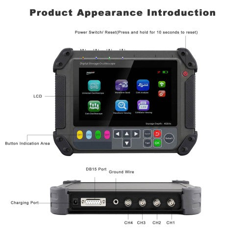 DIAGXT T80 Automotive Oscilloscope,Universal Oscilloscope,Store, Parse, Modify, Send CAN Bus Data with 4G Memory