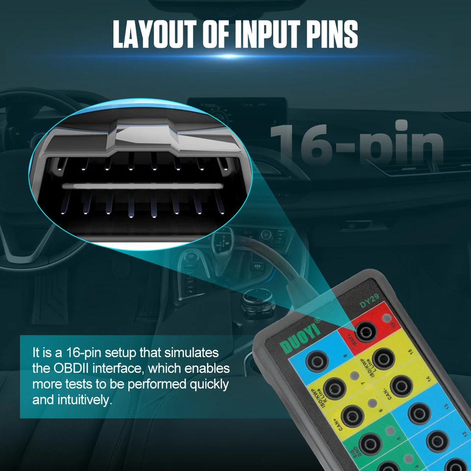 DUOYI DY29 Diagnostic Protocol Detector Tester OBD2 16Pin Breakout Box