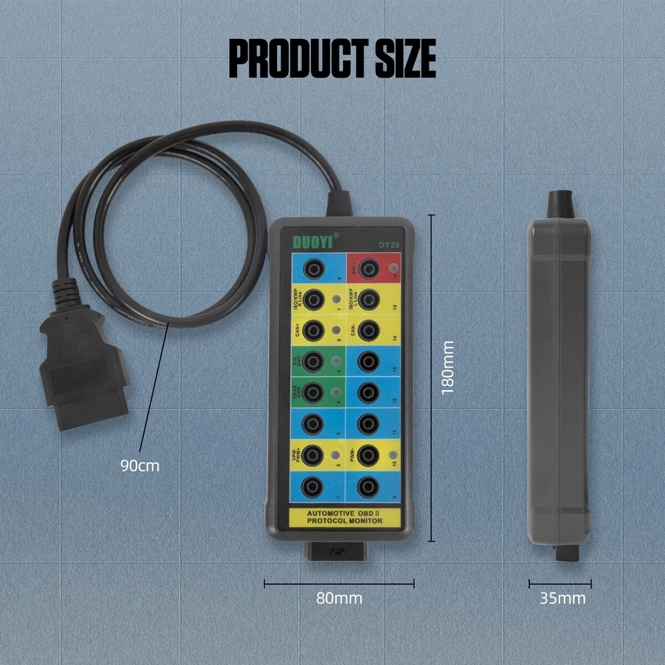 DUOYI DY29 Diagnostic Protocol Detector Tester OBD2 16Pin Breakout Box