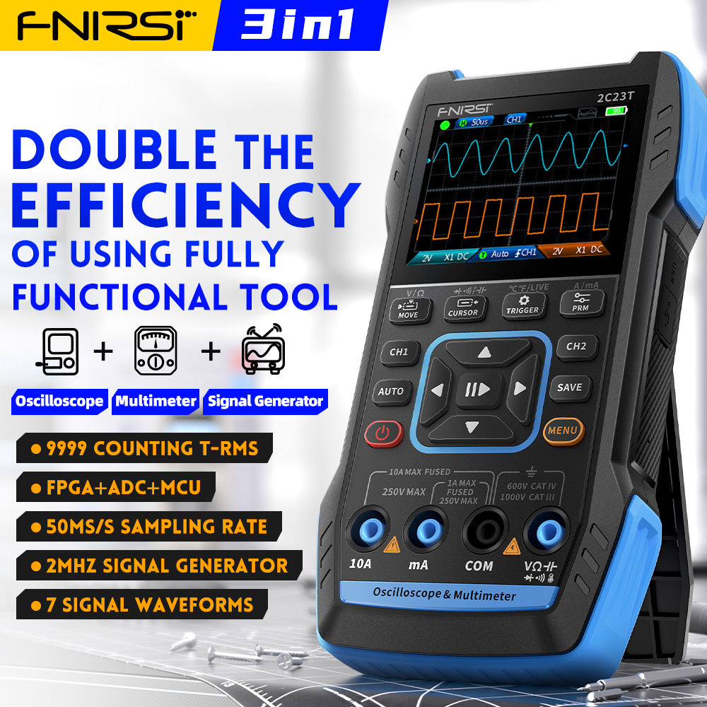 FNIRSI 2C23T 3 in 1 Handheld Oscilloscope Multimeter+Function Signal Generator