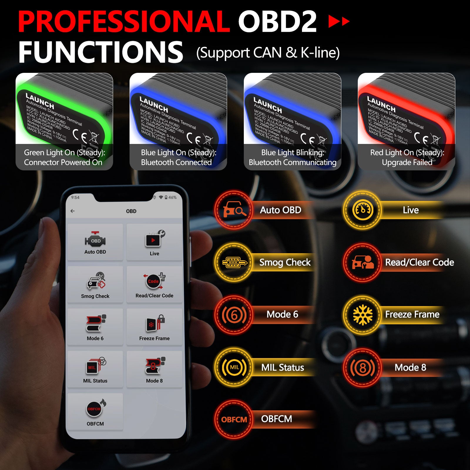 LAUNCH AIOBD (NueraDiag) Full System Diagnostic Scanner for iOS and Android Multi-Language Global Version
