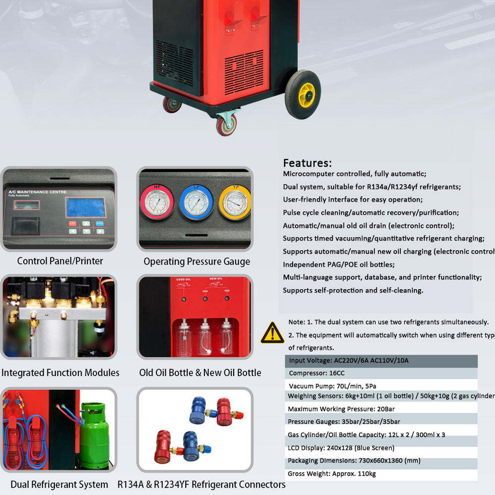 LAUNCH VALUE 1000 PLUS Fully Automatic Refrigerant Recovery Cleaning Filling Machine R134A R1234YF Silent Car Repair Tool