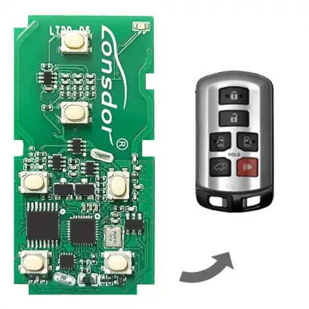 Lonsdor LT20-05 Smart Key PCB 8A+4D for Toyota Sienna 2011-2019 | 6 Button Adjustable Frequency