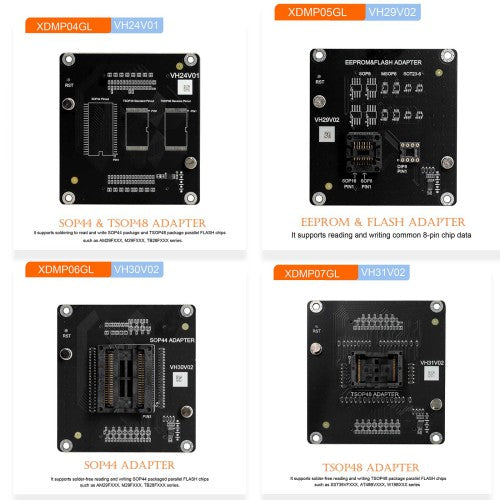 XHORSE Multi Prog Adapters Adapters Kit VH24 SOP44 & TSOP48+VH29 EEPROM & FLASH+VH30 SOP44+VH31 TSOP48