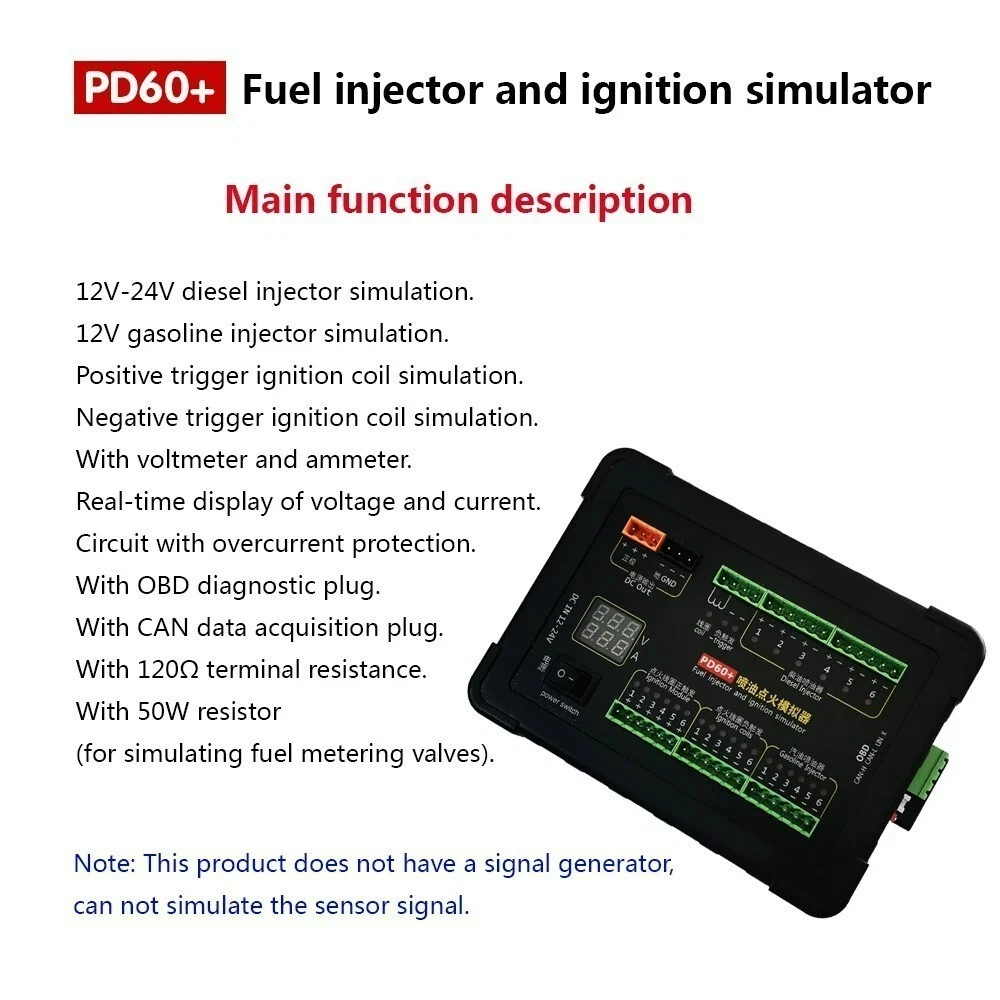 PD60+ Injector & Ignition Coil Simulator for Automotive Electrical Testing