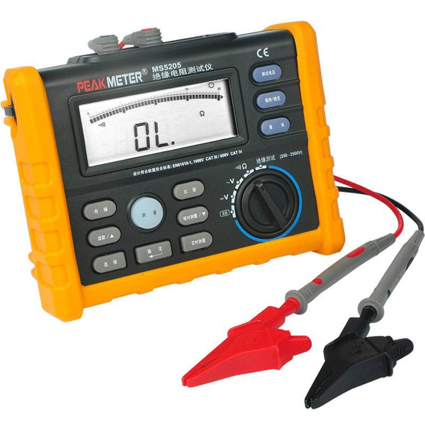 PEAKMETER MS5203 Isolationswiderstandstester Digital - PI/DAR Auto-Berechnung 50-1000V