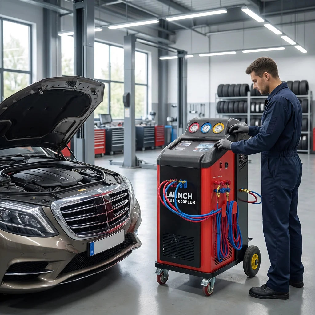 LAUNCH VALUE 1000 PLUS Fully Automatic Refrigerant Recovery Cleaning Filling Machine R134A R1234YF Silent Car Repair Tool