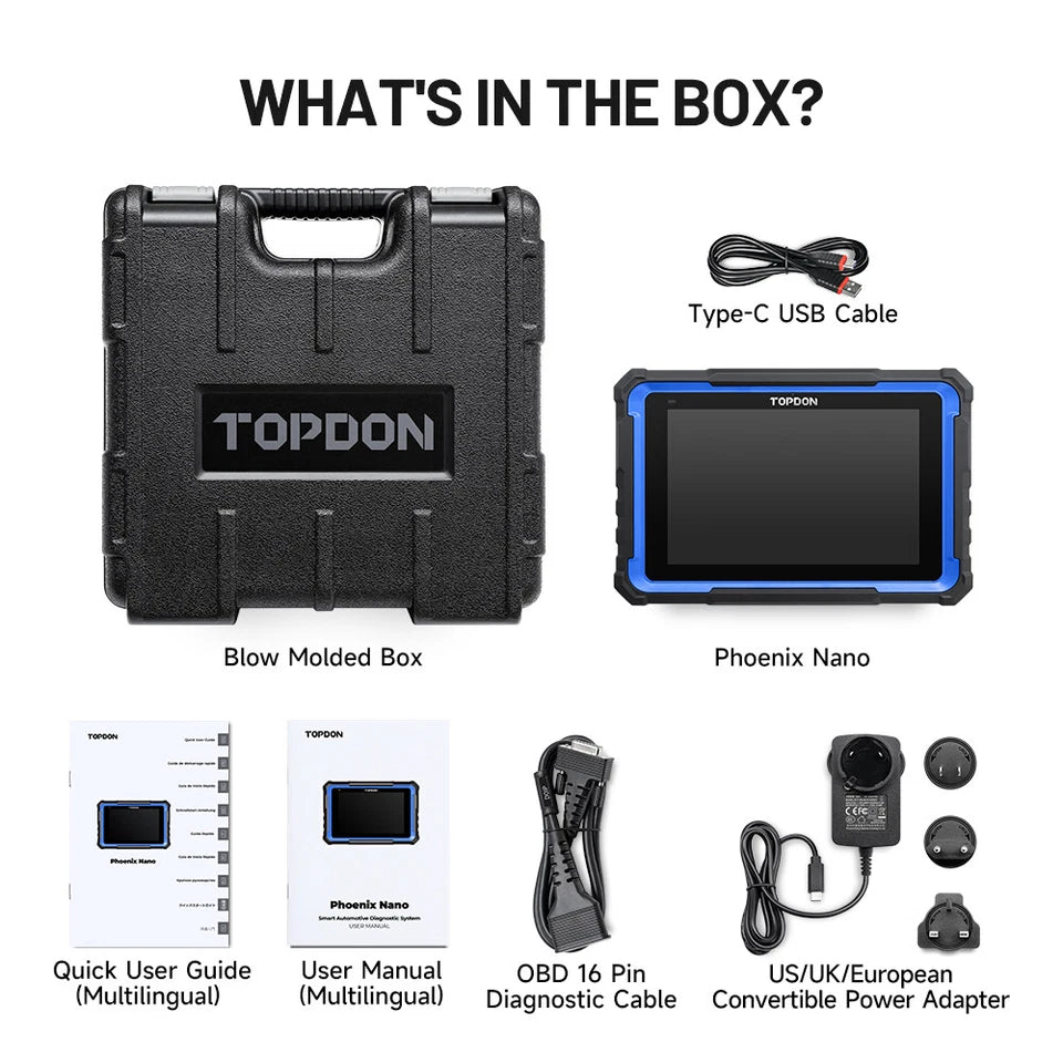 TOPDON Phoenix Nano Full Systems OE-Level Diagnostic Tool with ECU Coding 2 Years Update