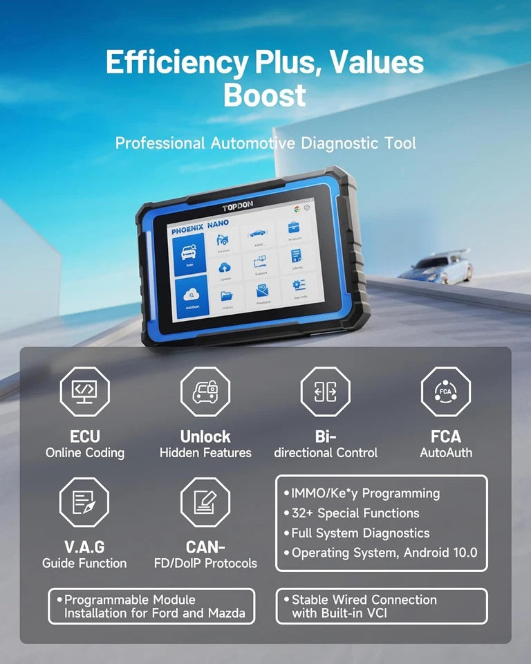 TOPDON Phoenix Nano Full Systems OE-Level Diagnostic Tool with ECU Coding 2 Years Update