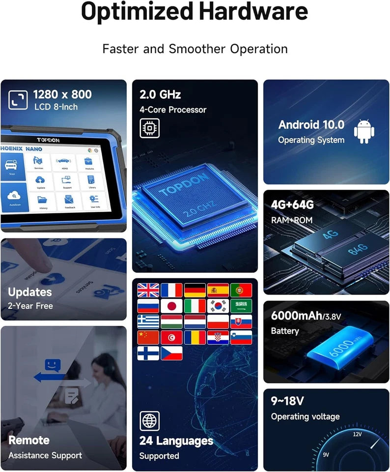 TOPDON Phoenix Nano Full Systems OE-Level Diagnostic Tool with ECU Coding 2 Years Update
