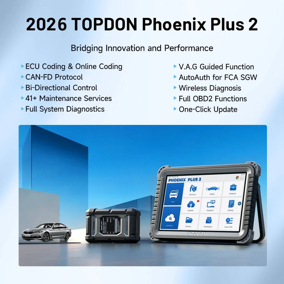 TOPDON Phoenix Plus 2 Full System Diagnostic Tool Supports Topology Map, ECU Coding, 42+ Service, FCA SGW AutoAuth