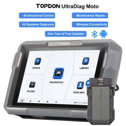 TOPDON Ultradiag MOTO Bluetooth Motorcycle Scan Tool For 80+ Brand Motorcycle 1 Year Free Update