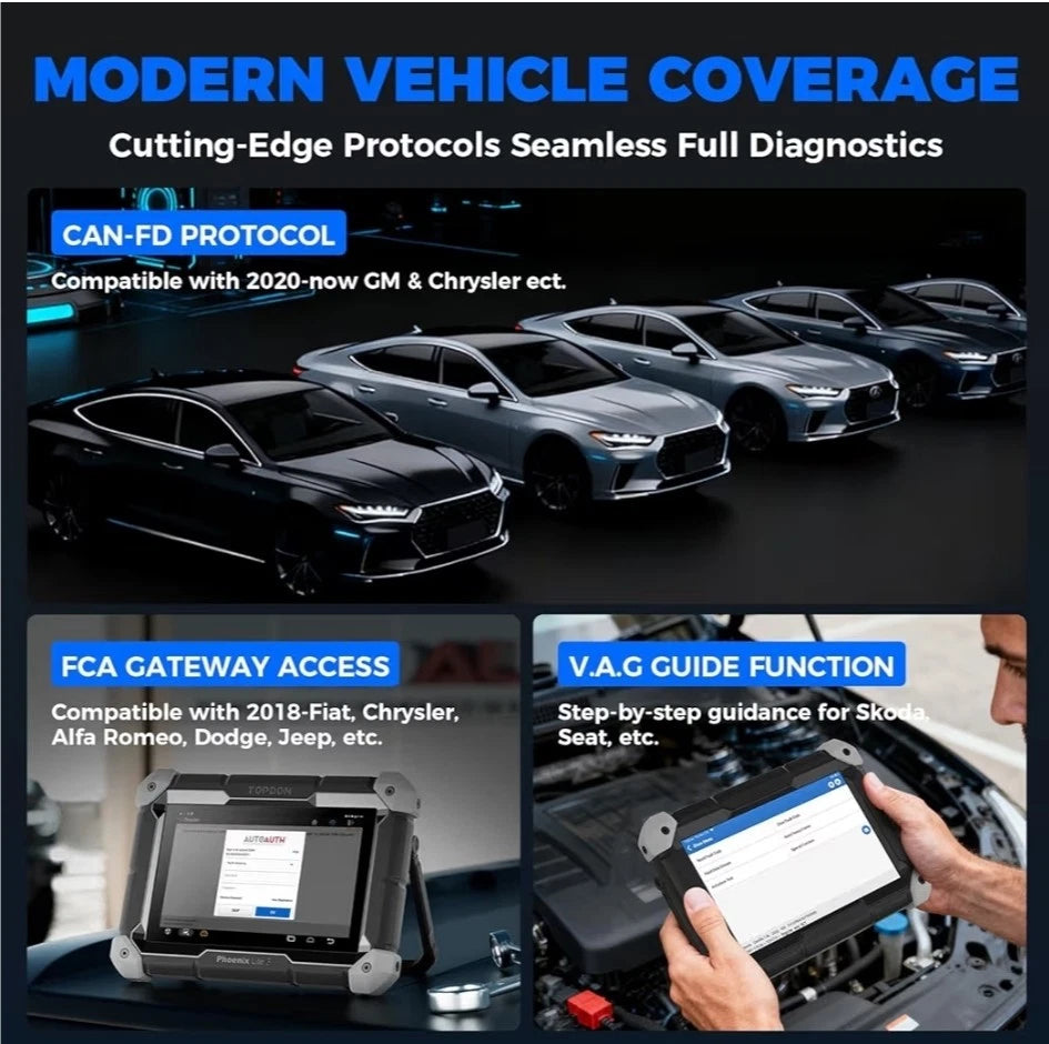 TOPDON Phoenix Lite 3 Bi-Directional Scan Tool All System Diagnostics ECU Online & Offline 2 Year Upgrade coding