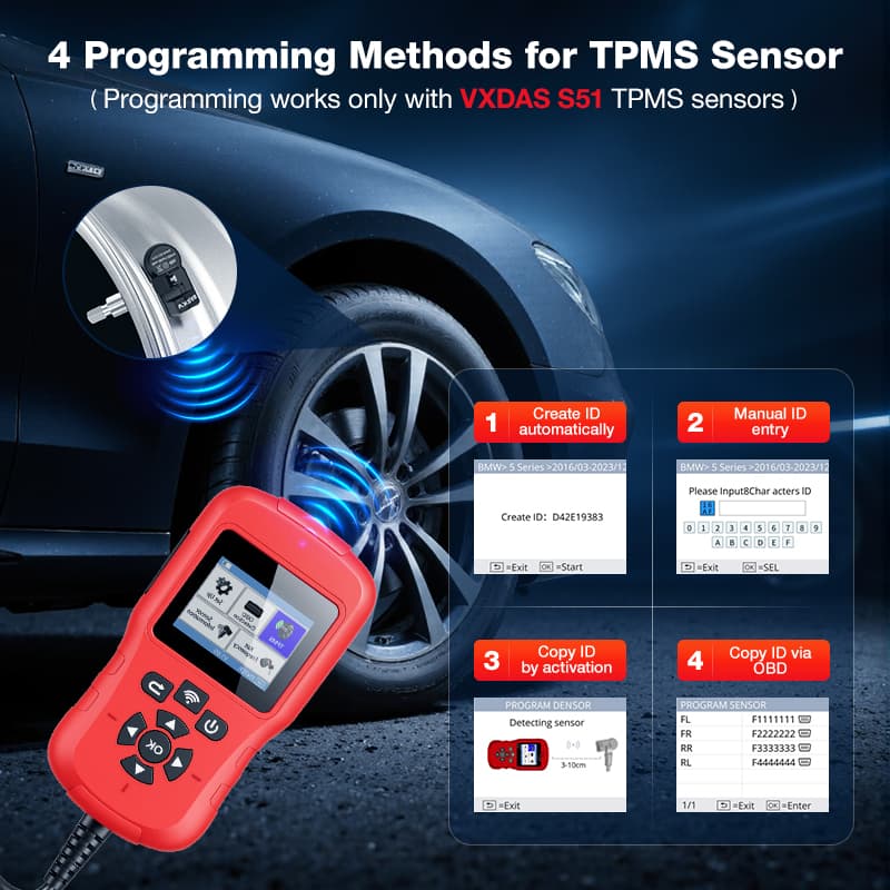 Tpms Programming Machine VXDAS TPMaster Universal TPMS Programming Tool & Tire Sensor replace ...