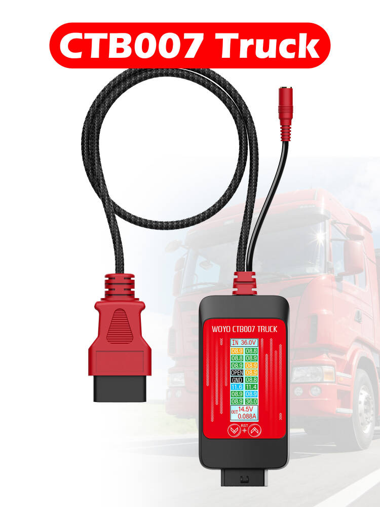 WOYO CTB007 Truck 24V‑12V‑14.5V OBD2 Converter | True‑RMS 16‑Pin Voltage Tester for Heavy‑Duty Diagnostic Protection