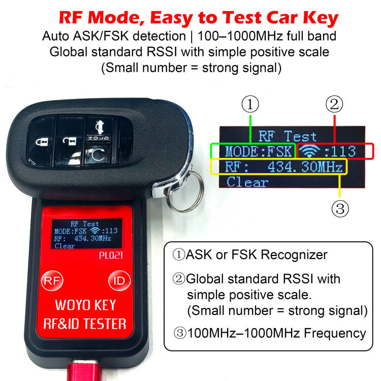 WOYO PL021 RF & ID Remote Tester 315/433/868/902MHz ASK/FSK Recognizer