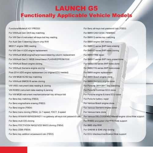 LAUNCH XPROG5 X PROG5 IMMO Programmer 3-in-1 ECU TCU Cloning Tool Upgrade of XPROG3 Supports VW MQB 5C 5D & V850 RH850 Key Programming