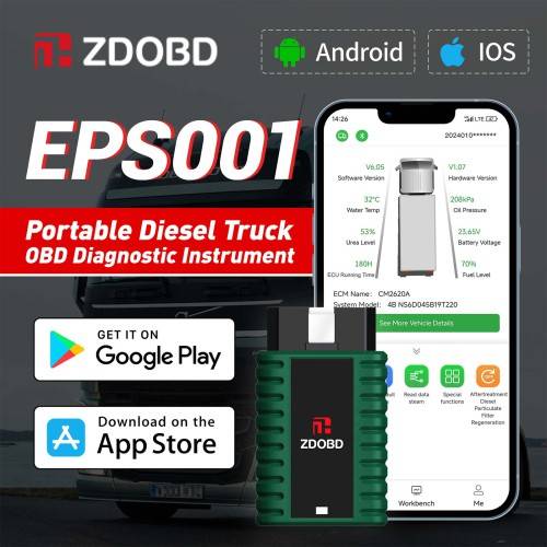 Android Dpf Remote ZDOBD EPS001 Heavy Duty Truck Scanner for Android & IOS Supports DPF Regen