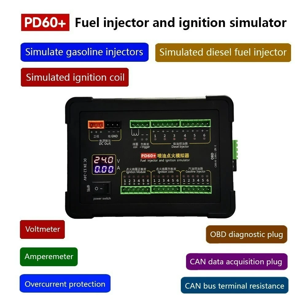 PD60+ Injector & Ignition Coil Simulator for Automotive Electrical Testing