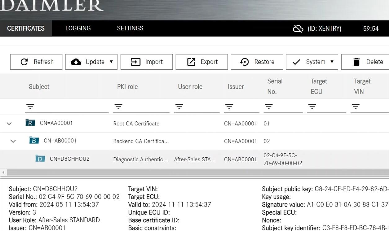 Benz Xentry W167, W206, W213, W223, W214, 236, 243, EQC, EQE, EQS 3-month Software License for MB SD C4 DoIP/Benz C6 VCI