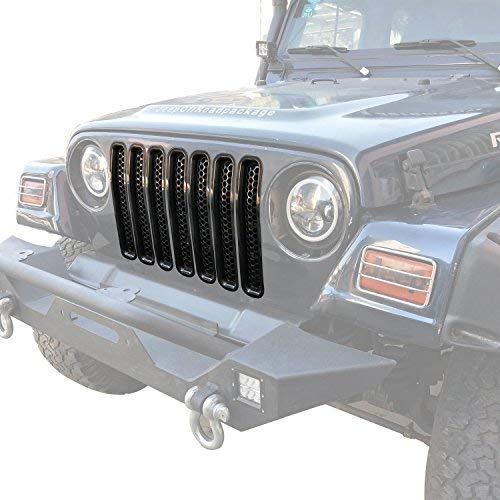 Hooke Road Black Front Grille Clip-in Mesh Inserts for 1997-2006 Jeep Wrangler TJ & Unlimited (Pack of 7) - VXDAS Official Store