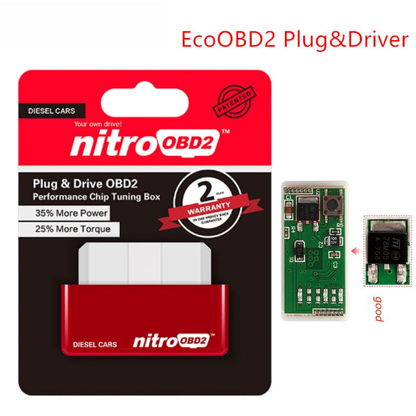 Plug and Drive NitroOBD2 Performance Chip Tuning Box Nitro OBD2 Interface for Benzine/ Diesel Cars - VXDAS Official Store