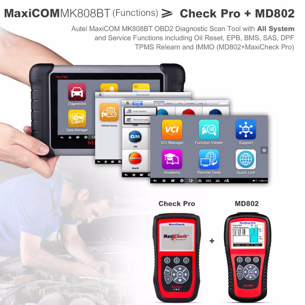 Autel MaxiCOM MK808 OBD2 Diagnostic Scan Tool – VXDAS Official Store