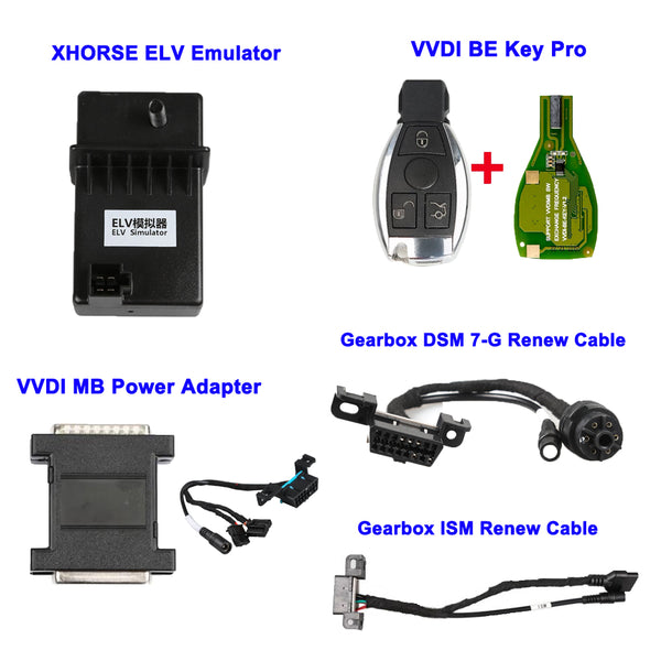 XHORSE VVDI BE Key Pro+ Power adpater + XHORSE ELV Emulator + Gearbox DSM 7-G Renew Cable - VXDAS Official Store