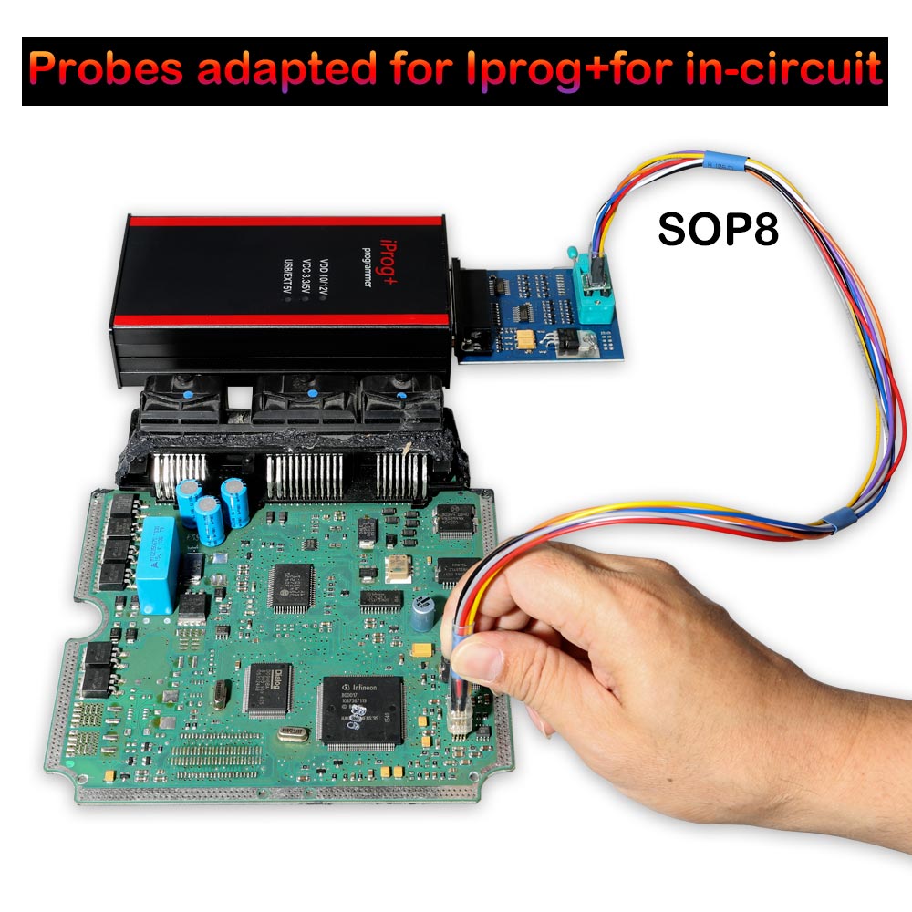 V85 Iprog+ Pro Programmer with Probes Adapters for in-circuit ECU
