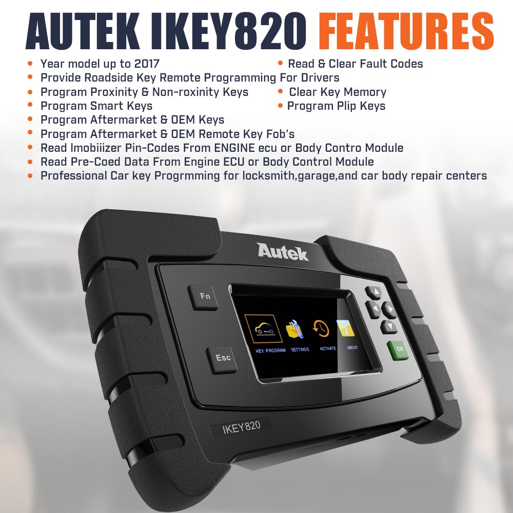 Autec Key Original Autek IKey820 OBD2 Car Key Programmer Support All Key Lost No
