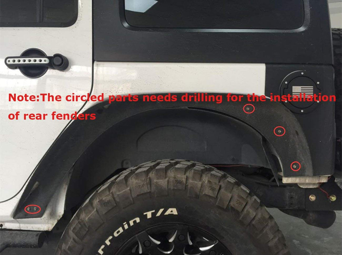 Solid Steel Off-Road Front & Rear Flat Fender Flares for 2007-2018 Jeep Wrangler JK & Unlimited - 4 PCS Set - VXDAS Official Store