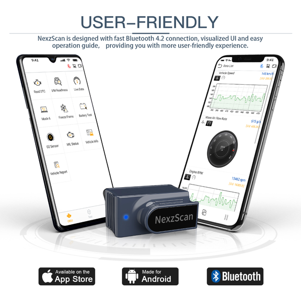 NEXZSCAN Bluetooth OBD2 Scanner Code Reader Professional Diagnostic OBDII Scan Tool for iPhone & Android - VXDAS Official Store