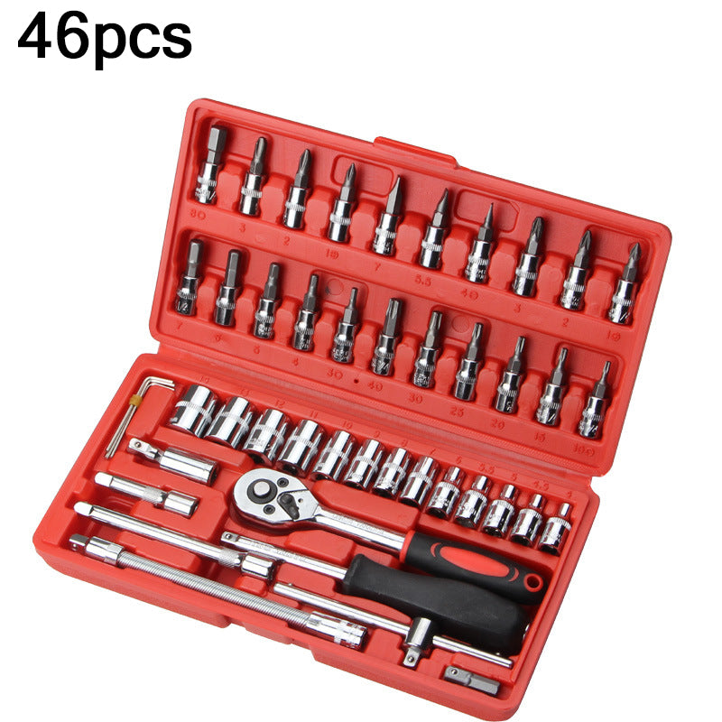 Auto Kit Wrench 46pcs Ratchet Wrench Set Auto Repair Kit 1/4'' Socket Wrench Box Spann