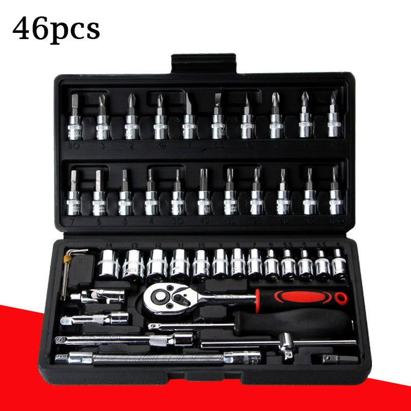 Auto Kit Wrench 46pcs Ratchet Wrench Set Auto Repair Kit 1/4'' Socket Wrench Box Spann