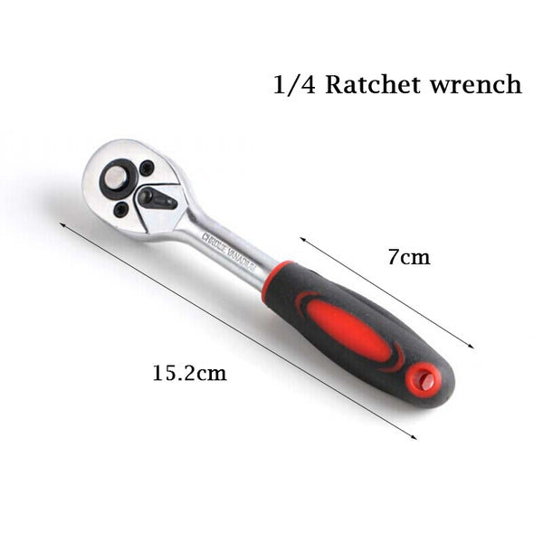 46pcs Ratchet Wrench Set Auto Repair Kit 1/4'' Socket Wrench Box Spanner Auto Maintenance Tool