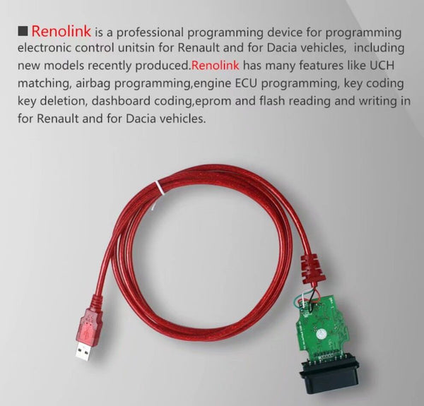 Renolink OBD2 ECU Programmer V1.52 CD Software Key Coding UCH Matching Dashboard Coding ECU Resetting Functions - VXDAS Official Store