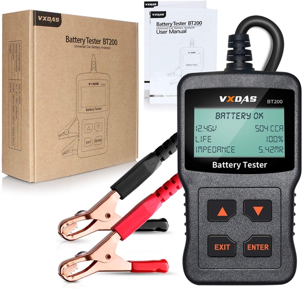 VXDAS BT200 Car Battery Tester 12V 100-1700CCA 30-100AH Automotive Bad Cell Test Tool No Need Battery Knowledge
