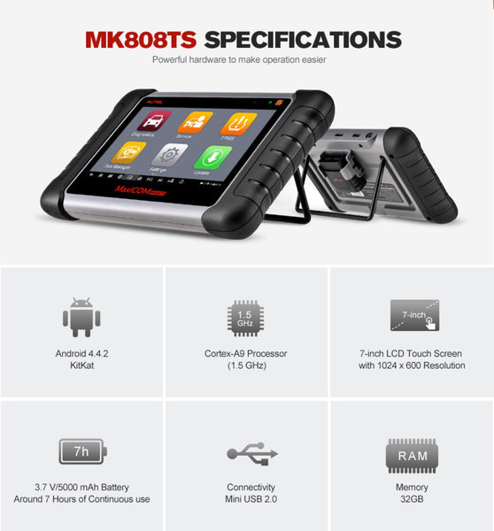 Autel MaxiCOM MK808TS Full System Bluetooth Scanner Car Diagnostic Scan Tool