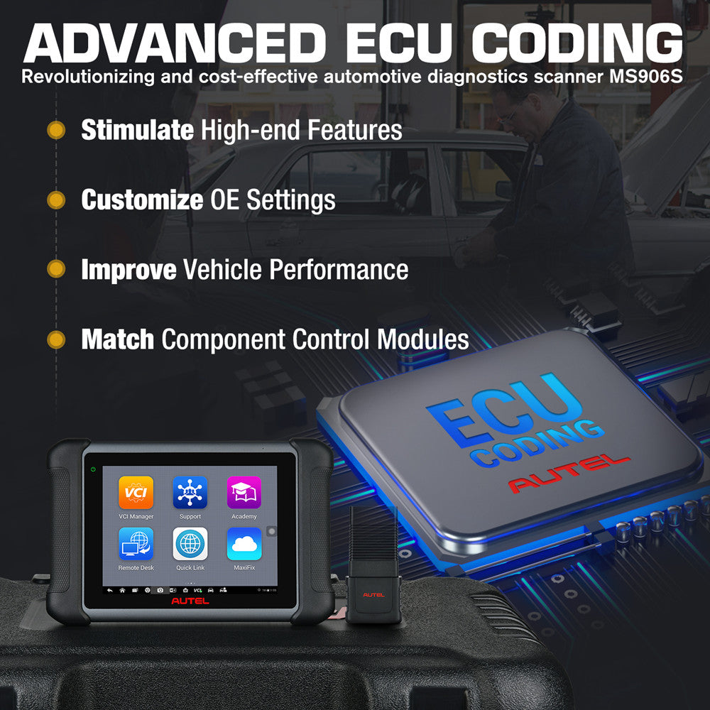 Autel MaxiSys MS906BT Automotive Scan Tool Diagnostic Scanner Advanced ECU  Coding Full Bi-Directional Control All