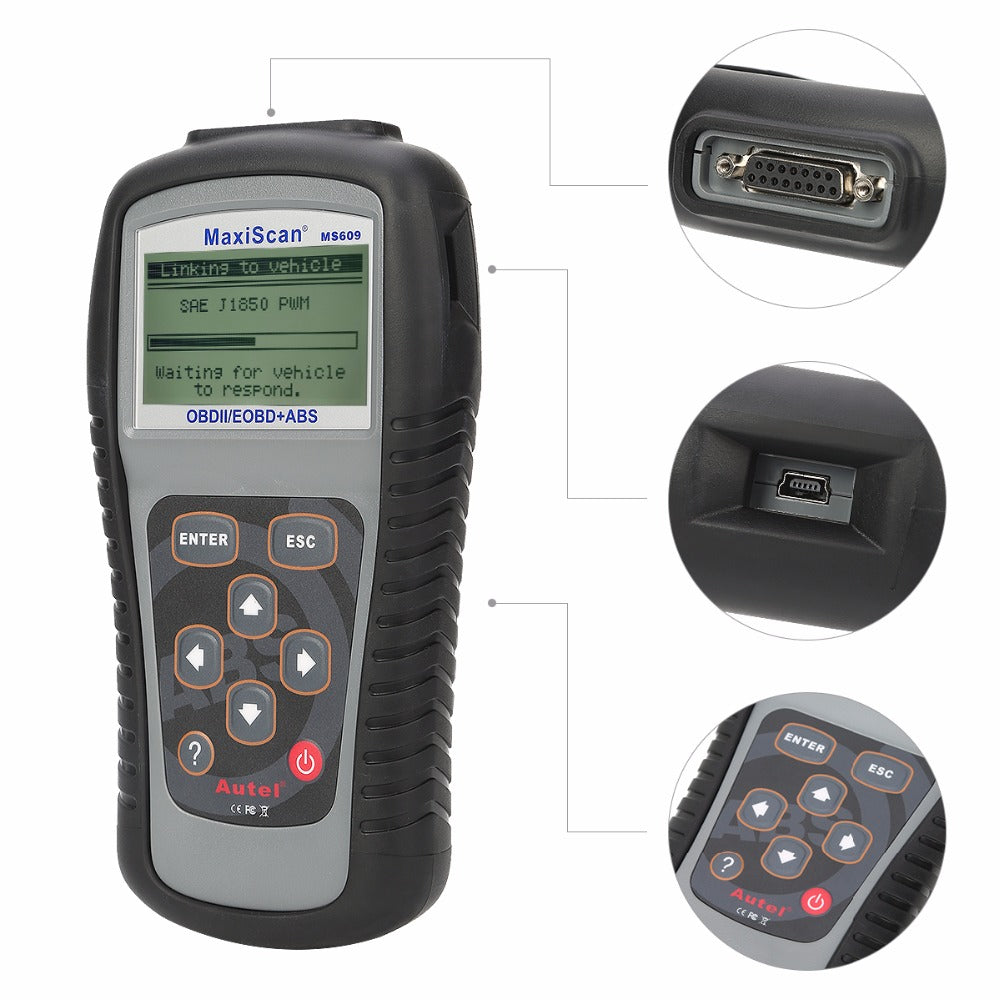 Autel Maxiscan MS609 OBD2 Scanner Full OBD 2 Functions ABS Car Diagno ...