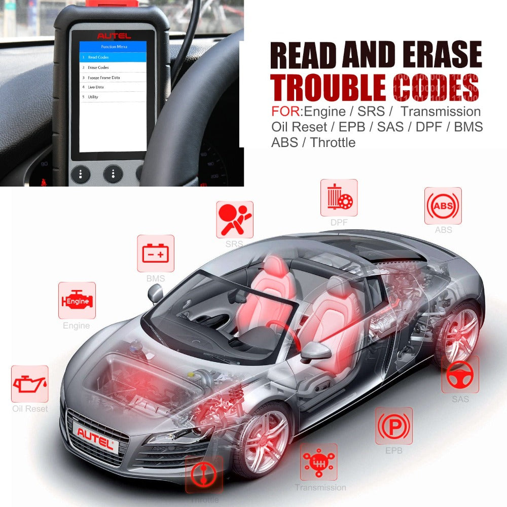 Autel MaxiDiag MD806 OBD2 Scanner Four System Car Diagnostic Tool with SRS/ ABS/ Engine/ Transmission Functions