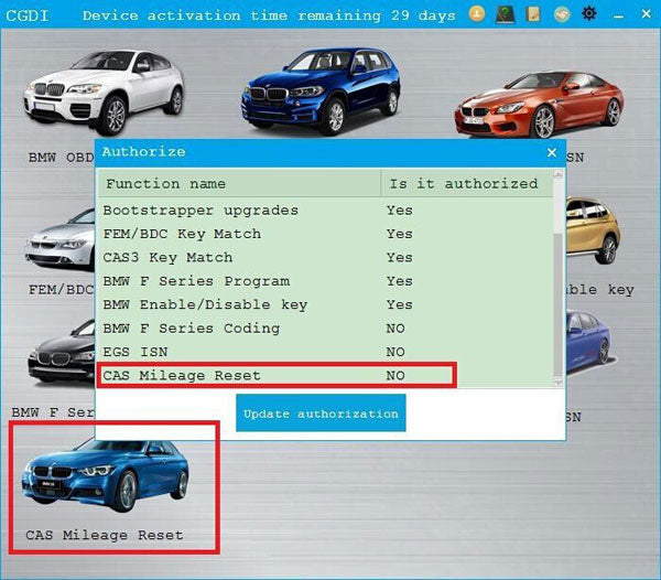 CAS Mileage Reset Authorization for CGDI Prog BMW MSV80 CAS1 CAS2 CAS