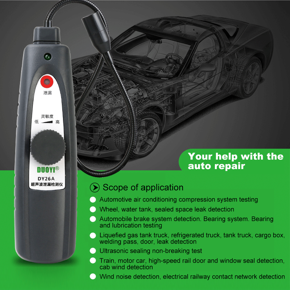 DUOYI DY26A Ultrasonic Leak Location Determine Meter Car Window Sealing Flaw Gas Vaccum Pressure Locator Sound Light Alarm - VXDAS Official Store
