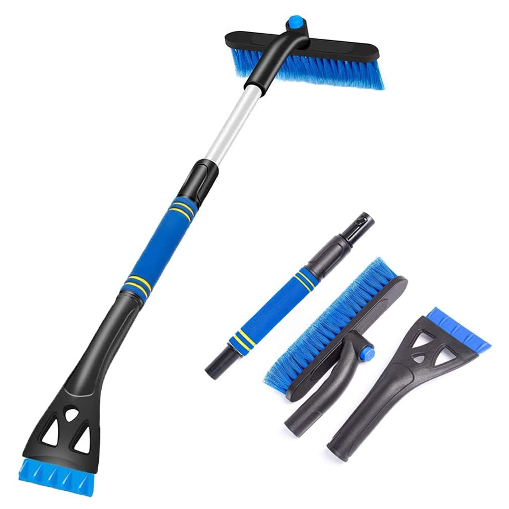 4-in-1 Extendable Snow Brush with Ice Scraper Squeegee Auto Snow Ice Removal