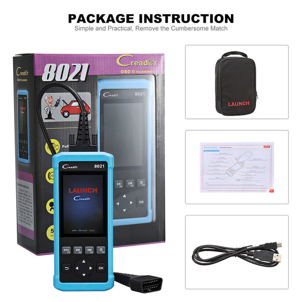 Launch CReader 8021 Full OBD2 Diagnostic Scanner With Battery Management System(BMS) Oil+SAS+EPB+ABS+SRS  - VXDAS Official Store